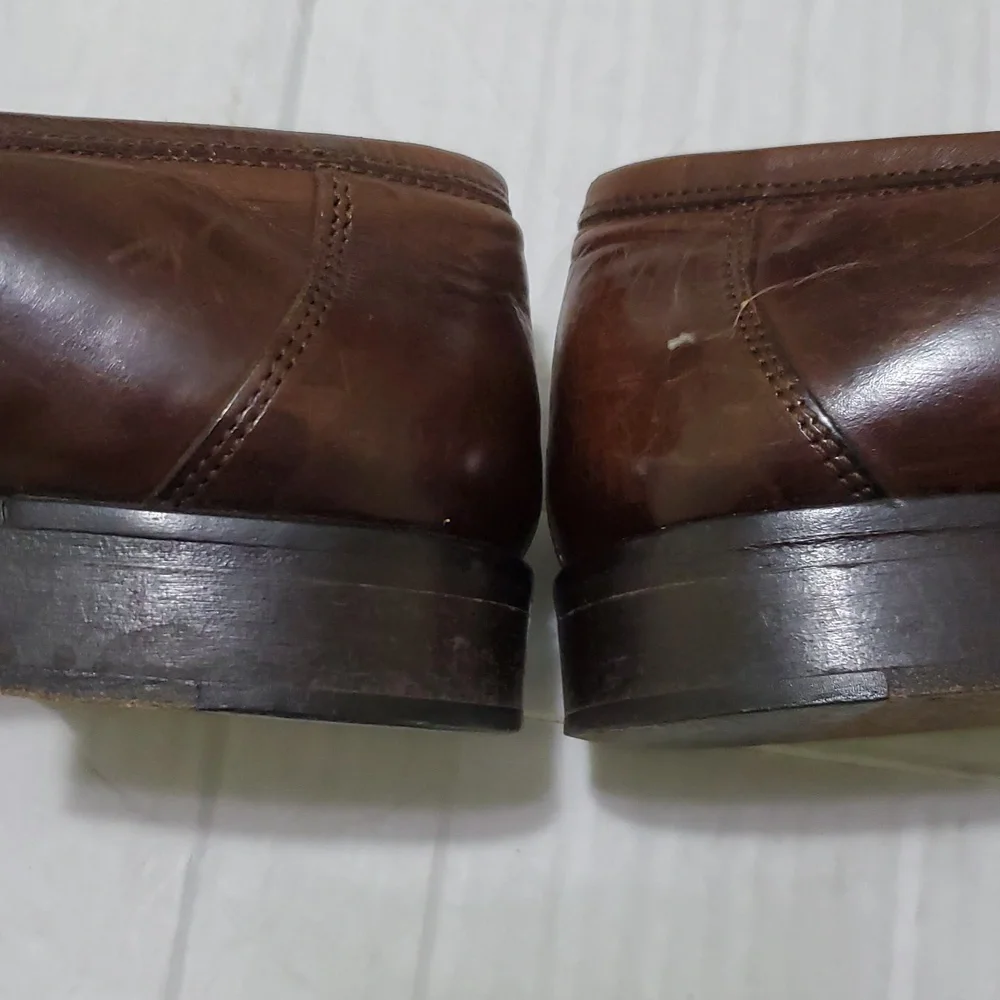 Johnston & Murphy Cellini Brown Leather Woven Italian Slip On Dress Shoes 7M